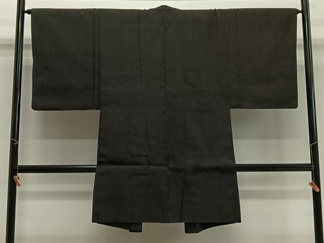 平和屋着物∞男性　長羽織　紬地　赤墨色　正絹　逸品　CABG3790ua