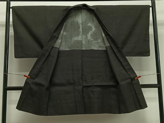 平和屋着物∞男性　長羽織　紬地　赤墨色　正絹　逸品　CABG3790ua