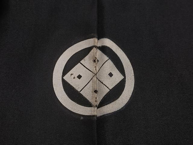 平和屋着物∞男性　長羽織　黒紋付　羽裏：利休白茶色　正絹　逸品　CABG3793ua