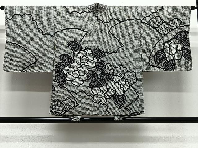 平和屋着物∞羽織　総絞り　雲取り花文　黒地　正絹　逸品　CABG3802ua