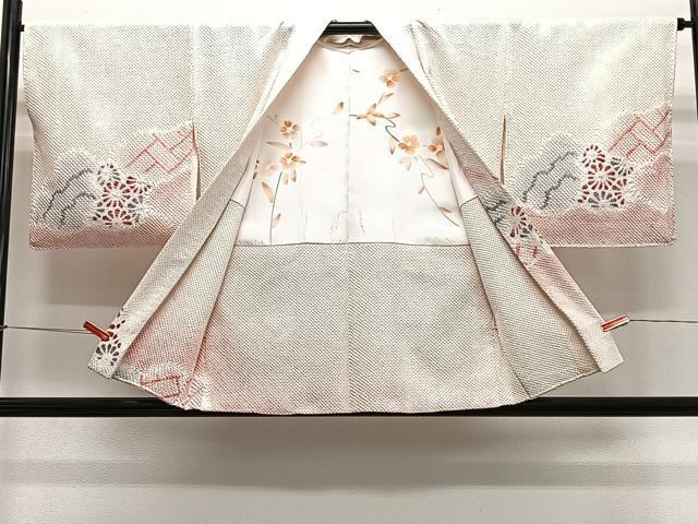 平和屋着物∞羽織　総絞り　草花文　正絹　逸品　CABG3803ua