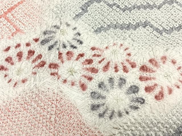 平和屋着物∞羽織　総絞り　草花文　正絹　逸品　CABG3803ua