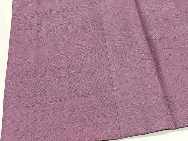 平和屋着物＃道行コート　エ霞吉祥地紋　古代紫色　正絹　逸品　未使用　CABG3806ua