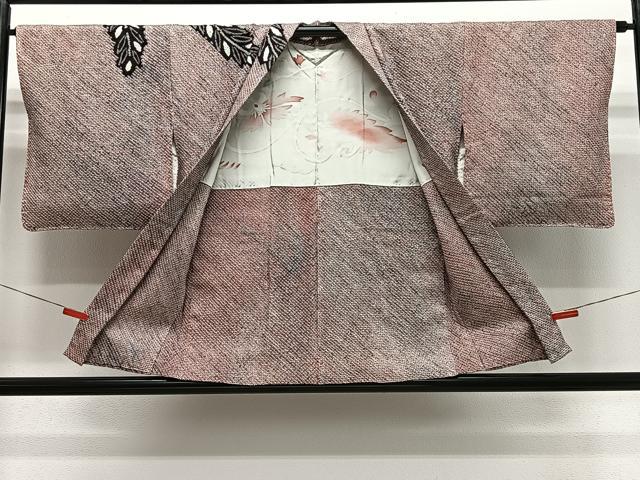 平和屋着物＃羽織　総絞り　枝葉文　正絹　逸品　CABG3809ua