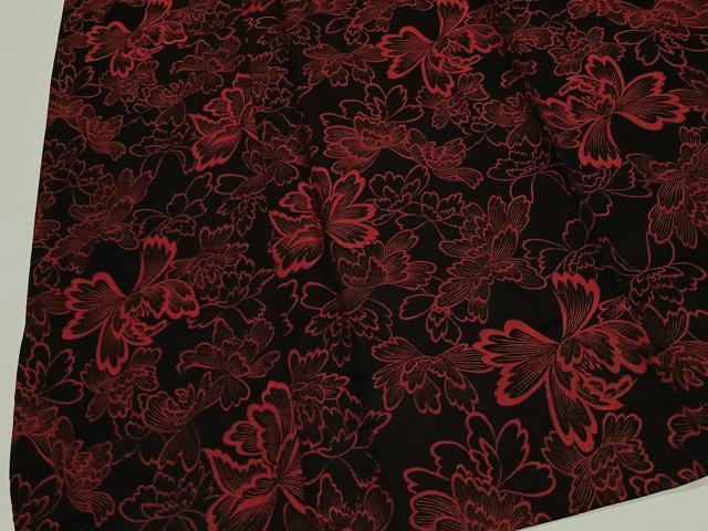 平和屋着物＃道行コート　舞花文　黒地　ロング丈　正絹　逸品　CABG3811ua
