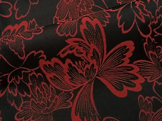 平和屋着物＃道行コート　舞花文　黒地　ロング丈　正絹　逸品　CABG3811ua