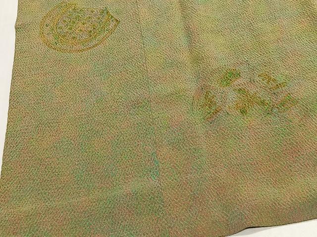 平和屋着物＃道行コート　絵皿花文　鬼しぼ縮緬　正絹　逸品　CABG3817ua