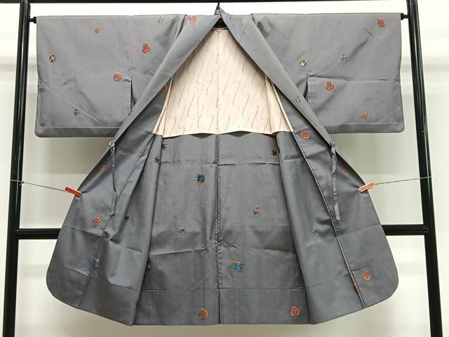 平和屋着物＃道中着　紬地　毬　正絹　逸品　CABG3825ua