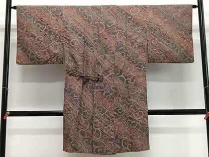 平和屋着物＃道中着　唐草文　ロング丈　正絹　逸品　CABG3826ua
