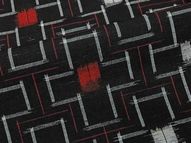 平和屋着物＃羽織　紬地　十字文様　黒地　正絹　逸品　未使用　CABG3827ua