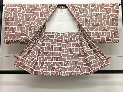 平和屋着物＃羽織　幾何学文様　正絹　逸品　CABG3831ua