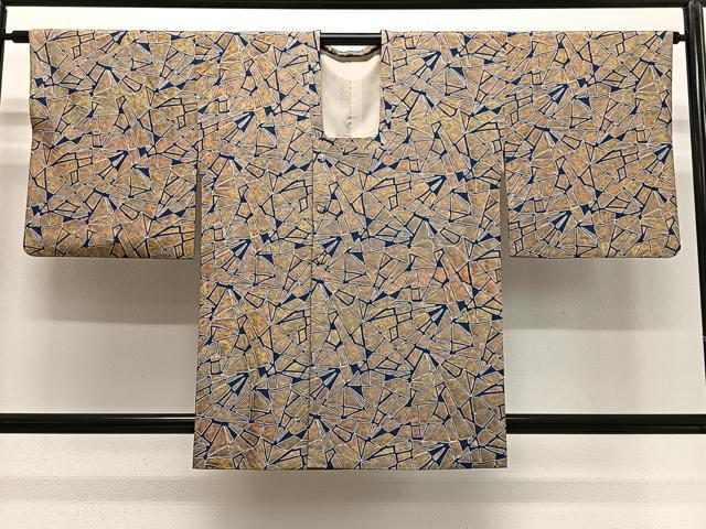 平和屋着物＃道行コート　干割れ文様　暈し染め　正絹　逸品　CABG3832ua