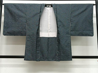 平和屋着物＃羽織　お召地　麻の葉文様　正絹　逸品　未使用　CABG3833ua