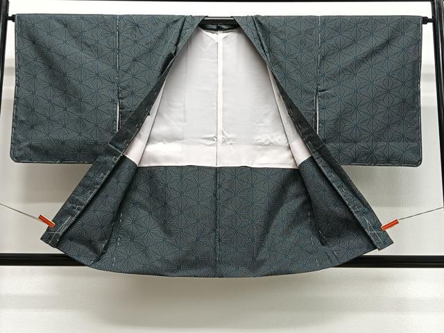 平和屋着物＃羽織　お召地　麻の葉文様　正絹　逸品　未使用　CABG3833ua