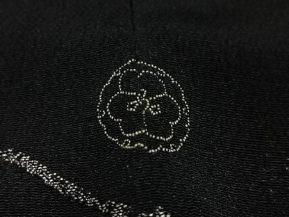 平和屋着物＃羽織　寿光織　遠山風景文　黒地　銀糸　正絹　逸品　CABG3838ua
