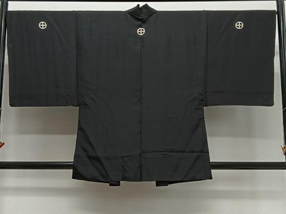 平和屋着物＃男性　羽織　黒紋付　正絹　逸品　CABG3840ua