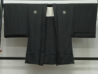 平和屋着物＃男性　羽織　黒紋付　正絹　逸品　CABG3840ua