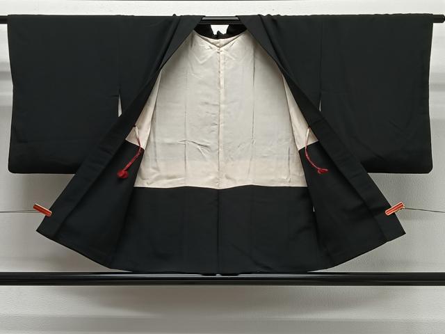 平和屋着物＃羽織　刺繍　舞花文　黒地　正絹　逸品　CABG3841ua