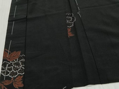 平和屋着物＃羽織　寿光織　花丸文　黒地　正絹　逸品　未使用　CABG3845ua