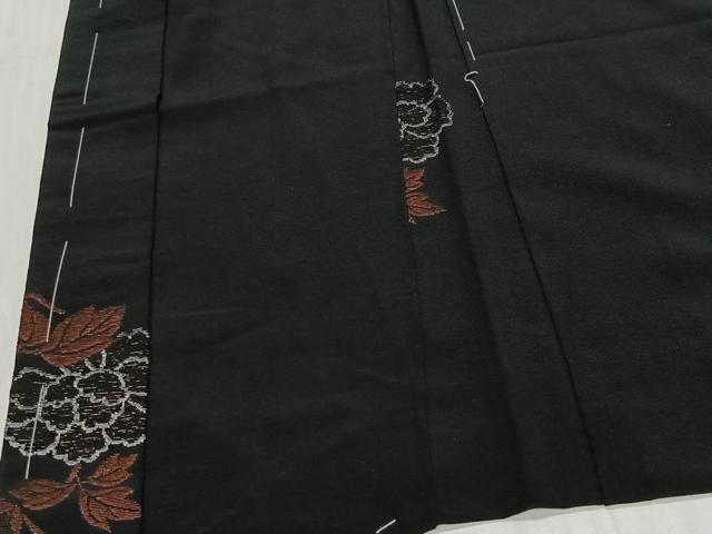 平和屋着物＃羽織　寿光織　花丸文　黒地　正絹　逸品　未使用　CABG3845ua