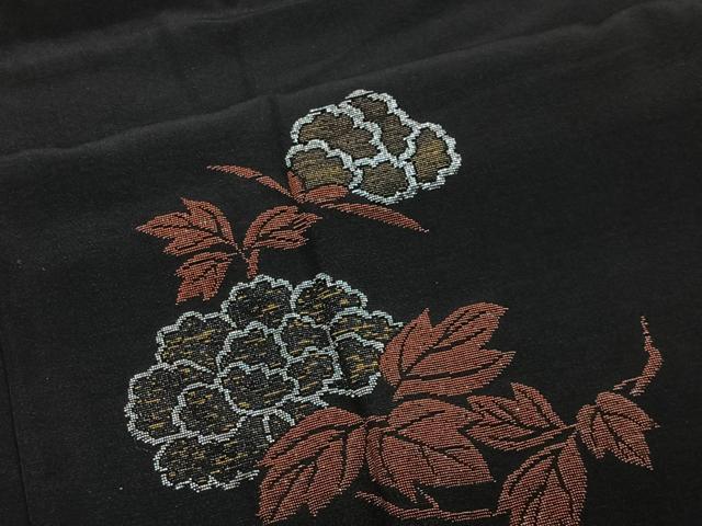 平和屋着物＃羽織　寿光織　花丸文　黒地　正絹　逸品　未使用　CABG3845ua