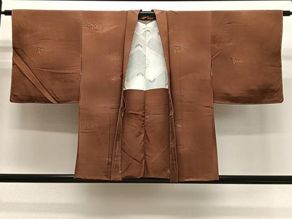 平和屋着物＃羽織　地紋起こし　枝葉文　正絹　逸品　未使用　CABG3847ua