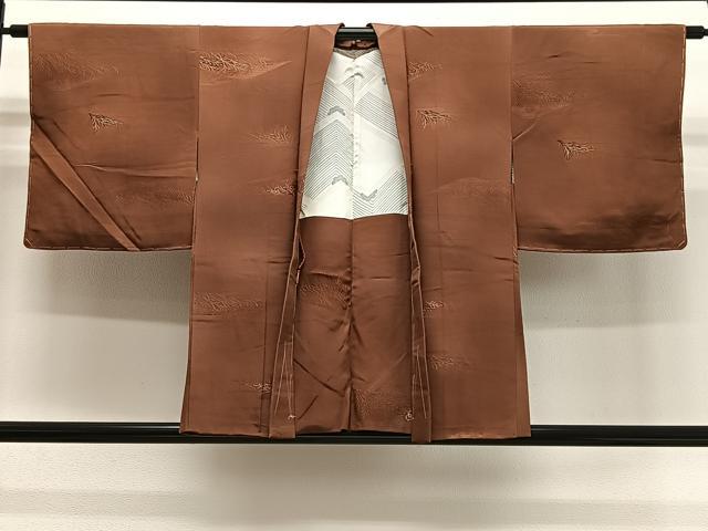 平和屋着物＃羽織　地紋起こし　枝葉文　正絹　逸品　未使用　CABG3847ua