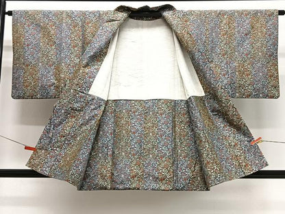 平和屋着物＃道中着　草花文　正絹　逸品　CABG3852ua