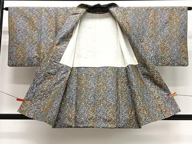 平和屋着物＃道中着　草花文　正絹　逸品　CABG3852ua