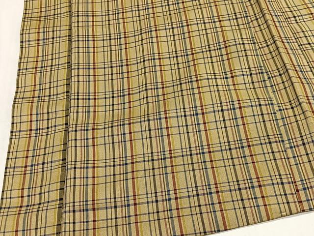 平和屋着物＃羽織　紬地　格子　正絹　逸品　CABG3858ua