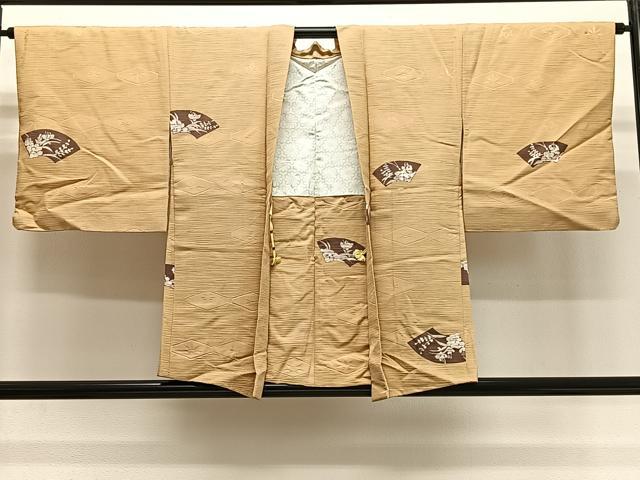 平和屋着物＃羽織　ろうけつ染　地紙花文　正絹　逸品　CABG3860ua