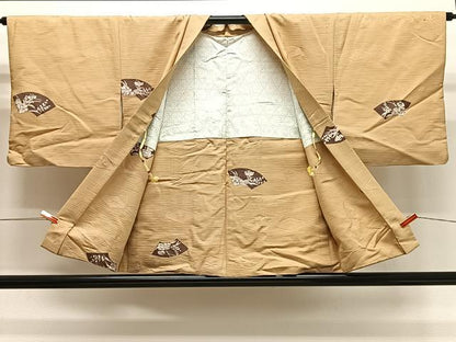 平和屋着物＃羽織　ろうけつ染　地紙花文　正絹　逸品　CABG3860ua
