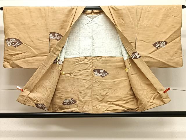 平和屋着物＃羽織　ろうけつ染　地紙花文　正絹　逸品　CABG3860ua