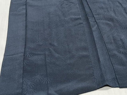 平和屋着物＃羽織　花丸地紋　鉄御納戸色　正絹　逸品　CABG3861ua