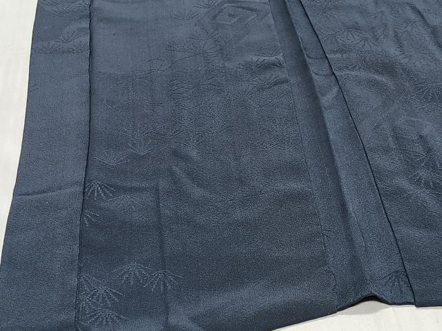 平和屋着物＃羽織　花丸地紋　鉄御納戸色　正絹　逸品　CABG3861ua