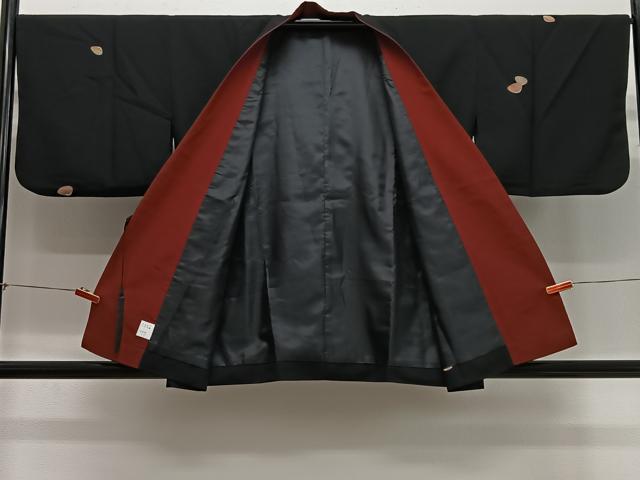 平和屋着物＃道中着　貝合せ文　黒地　洗える着物　CABG3866ua