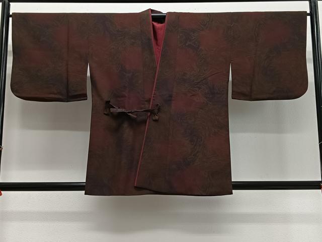 平和屋着物＃道中着　墨流し文様　洗える着物　CABG3867ua