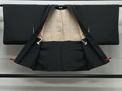 平和屋着物＃羽織　風景文　黒地　金銀糸　正絹　逸品　CABG3872ua