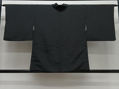 平和屋着物＃羽織　幾何学文様　黒地　銀糸　正絹　逸品　CABG3879ua