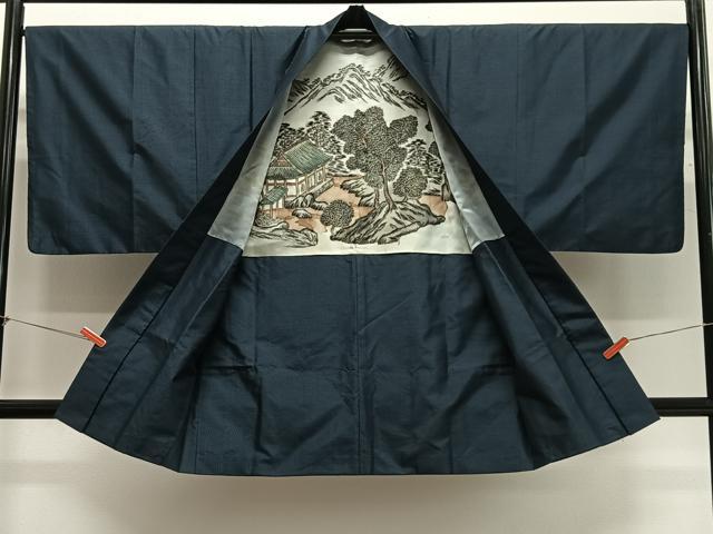 平和屋着物＃男性　長羽織　本場大島紬　亀甲文　正絹　逸品　CABG3880ua