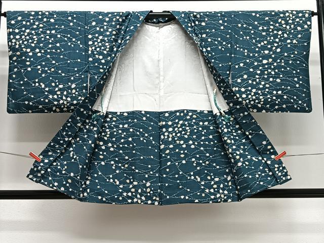 平和屋着物＃羽織　紬地　枝葉文　正絹　逸品　CABG3882ua