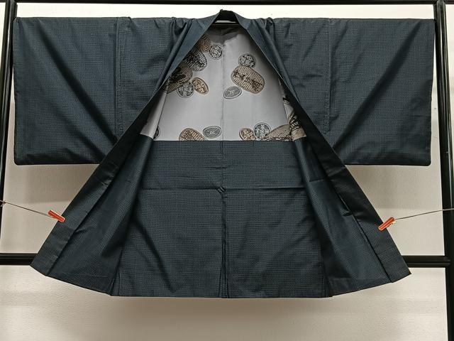 平和屋着物＃男性　羽織　本場大島紬　格子　正絹　逸品　CABG3883ua