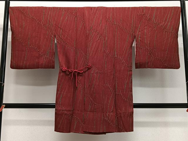 平和屋着物∞名門　藤娘きぬたや・総絞り　道中着　杢目文様　ロング丈　正絹　逸品　CABG3891ua