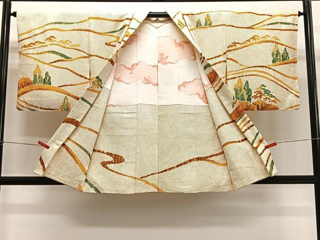 平和屋着物∞羽織　総絞り　風景文　正絹　逸品　CABG3892ua