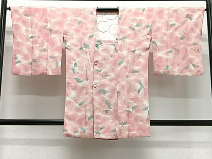 平和屋着物∞道行コート　草花文　暈し染め　正絹　逸品　CABG3895ua