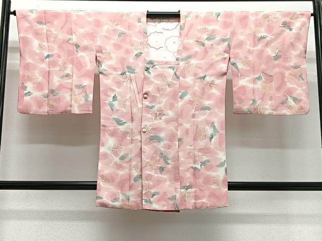 平和屋着物∞道行コート　草花文　暈し染め　正絹　逸品　CABG3895ua