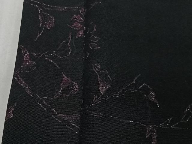平和屋着物＃羽織　寿光織　枝花文　黒地　正絹　逸品　CABG3965ua