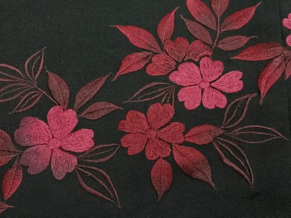 平和屋着物＃羽織　総刺繍　枝花文　黒地　正絹　逸品　CABG3966ua