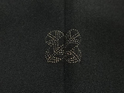 平和屋着物＃羽織　総刺繍　枝花文　黒地　正絹　逸品　CABG3966ua
