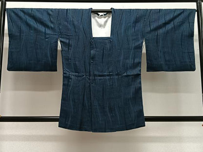 平和屋着物＃道行コート よろけ縞 褐返色 正絹 逸品 CABG3975ua